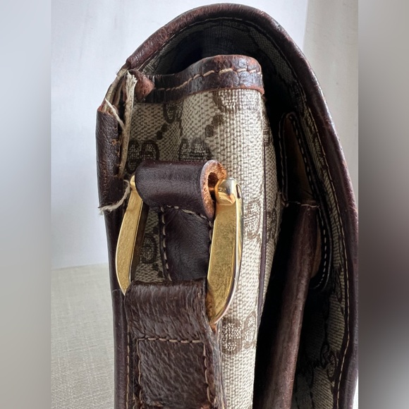 Vintage 70s Gucci Horsebit Print Flap Shoulder Bag - Picture 12 of 16